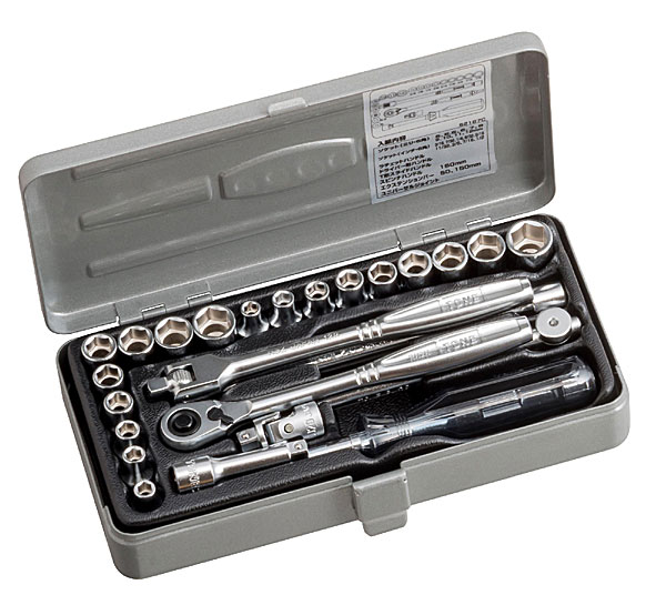 ☆TONE/トネ　S2187C　ソケットレンチセット　6角タイプ　差込角6.35mm　全25点