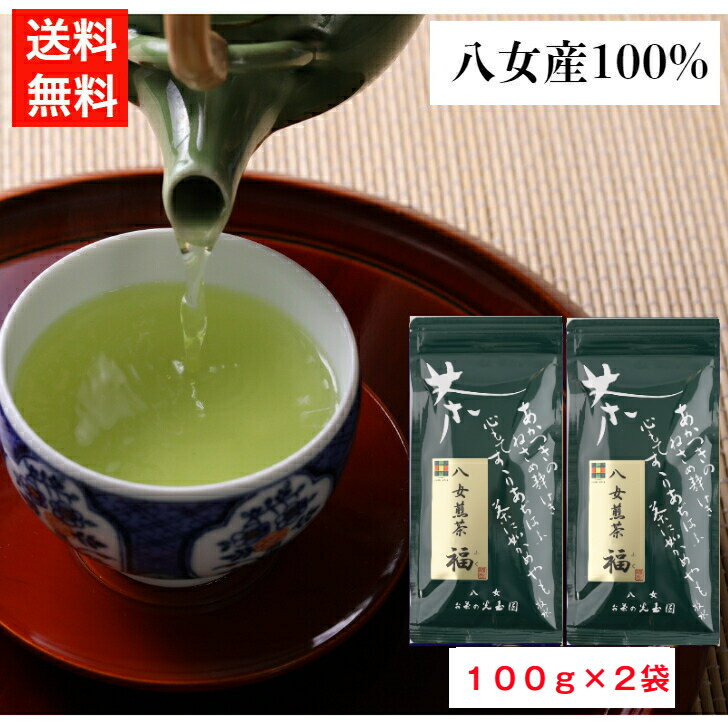 八女茶 【期間限定50％OFF】【楽天スーパーセール対象】八女茶 人気 ギフト 父の日 母の日 高級 八女煎茶 福（ふく）100g×2袋 送料無料 100％ お茶 新茶 日本茶 緑茶 国産 茶葉 煎茶 チャック 家庭用 カテキン 売れ筋 甘み 渋くない コスパ 老舗