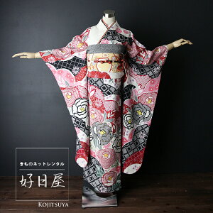 【レンタル】 振袖 フルセット 正絹 適応身長159-174cm 白 wh-016安売り