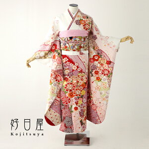 【レンタル】 振袖 フルセット 正絹 適応身長157-172cm 白 wh-038安売り