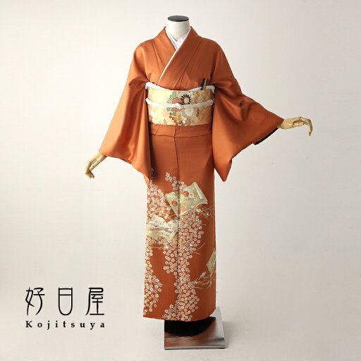 【レンタル】色留袖 フルセット 正絹 適応身長157~172cm 三つ紋 it-082 【レンタル】色留袖 フルセット 正絹 適応身長157~172cm 三つ紋 it-082