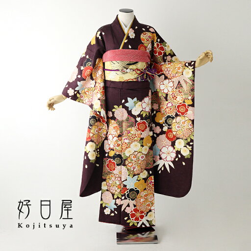 【レンタル】 振袖 フルセット 正絹 適応身長148~163cm 紫 pu-025 【レンタル】 振袖 フルセット 正絹 適応身長148~163cm 紫 pu-025