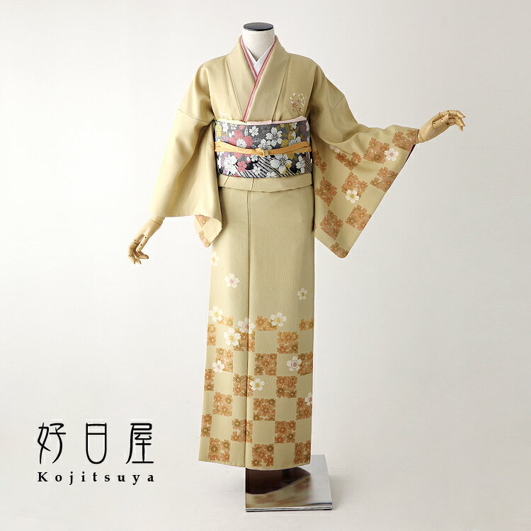 【レンタル】訪問着 フルセット 正絹 適応身長151~166cm h-186