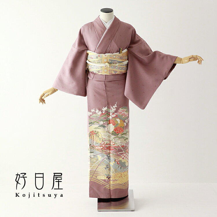 【レンタル】色留袖 フルセット 正絹 適応身長157~172cm 三つ紋 it-090