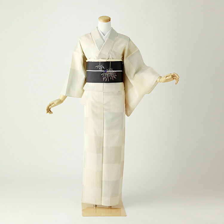 【レンタル】塩沢紬 夏着物 洒落物 適応身長145~160cm s-004