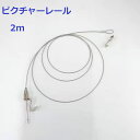 ピクチャーレール ワイヤー フック レール 掛け 金具 付き 2m 1本 ポスター 額 展示用 おしゃれ DIY 新生活(2m ワイヤー フック各1個 付属)