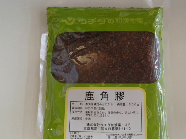 楽天皇漢堂薬局楽天市場店【生薬】鹿角膠（刻）500g×1（ロッカクキョウ・ろっかくきょう）【安心の品質・ウチダ和漢薬】