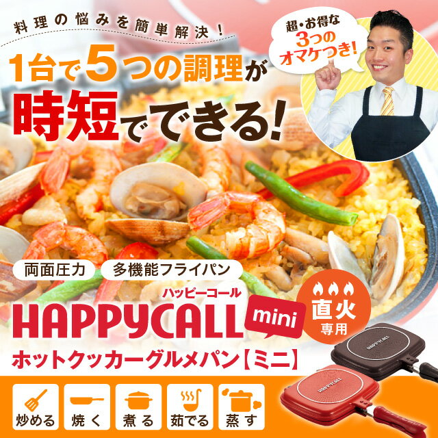 ポイント2倍★ラッピング無料ハッピーコールグルメパン　両面焼きフライパン（直火用ミニ）IH非対応【キ ...