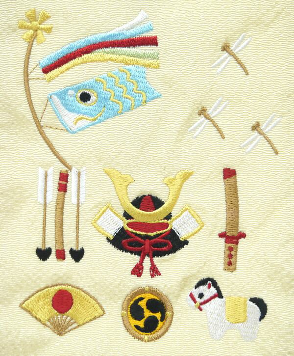 ちりめん刺繍名前旗（特中）兜に鯉（ベージュ） ふりがな対応 【急ぎ対応】【室内飾り】【名前旗】【刺繍名旗】【刺繍】【五月人形】【男の子】【送料無料】【北海道・沖縄　送料無料】【端午の節句】SO-130【smtb-KD】