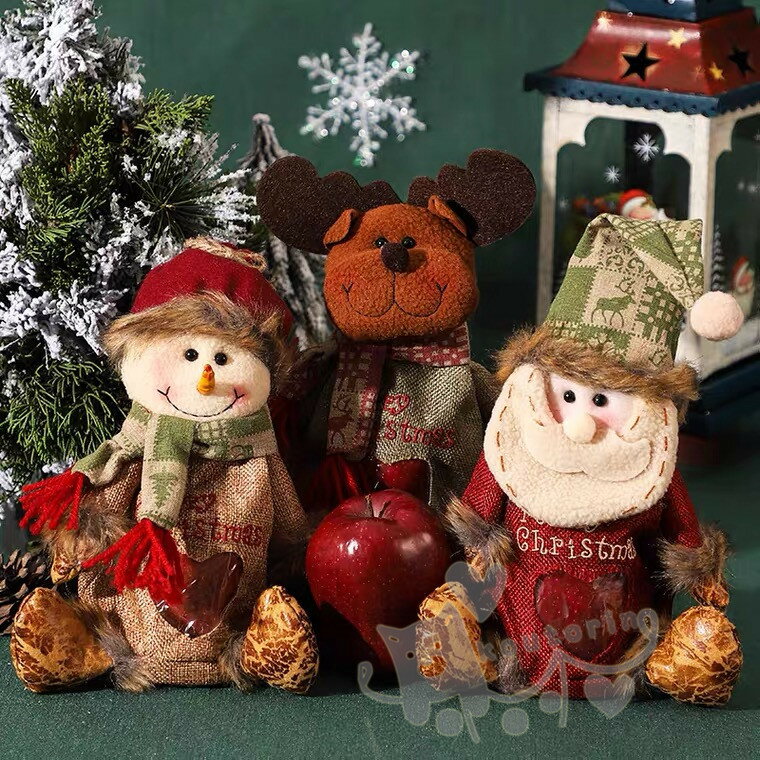 ギフトバッグ クリスマス ラッピング袋 クリスマスアップルバッグかわいいサンタ雪だるま布バッグクリスマスギフトバッグ新年パーティー用品 クリスマスの日の贈り物の...