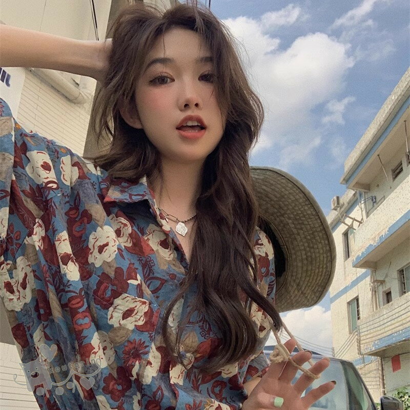 樂天商城 - シャツ アロハシャツ レディース 夏 シャツ ブラウス シフォンシャツ 羽織り 半袖 花柄 ゆったり 薄手 ダンス 衣装 ヒップホップ コスチューム 開襟 浜辺 韓国ファッション 個性的 服 原宿系 送料無料