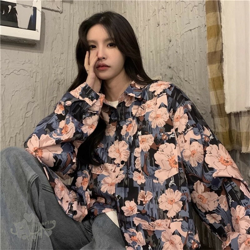 Rakuten - シャツ アロハシャツ レディース 夏 シャツ ブラウス シフォンシャツ 羽織り 長袖 花柄 ゆったり 薄手 ダンス 衣装 ヒップホップ コスチューム 開襟 浜辺 韓国ファッション 個性的 服 原宿系 送料無料