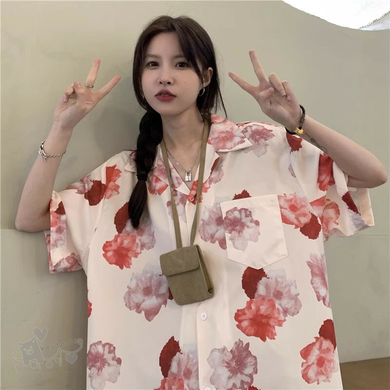 Rakuten - アロハシャツ シャツ トップス 夏 ブラウス 花柄 シンプル 開襟 ハワイシャツ 半袖 薄手 ゆったり ビーチ リゾート HIPHOP ヒップホップ ストリート 個性的 服 原宿系 かっこいい おしゃれ 送料無料
