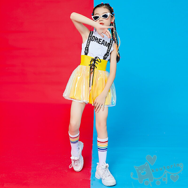 キッズダンス衣装 ヒップホップ 女の子 HIPHOP 子供服 セットアップ HIPHOP トップス+スカート+ショートパンツ チアガール ジャズダンス チアガール 応援団 練習着 体操服 発表会 hiphop 演出服 おしゃれ 120-170cm 送料無料