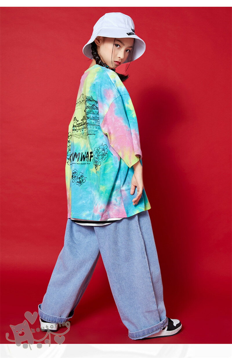 ���å� ���󥹰��� �ҥåץۥå� �ˤλ� ���λ� �����륺 Ⱦµ ���������� T����� �֥롼 �ǥ˥� ���󥰥ѥ�� �ɼ� K-POP ���ơ������� ������ ������ ����� ������ 110-180cm ����̵��