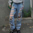 デニムパンツ ハイウエスト クラッシュジーンズ ダメージ加工 個性的アメカジ ヒップホップ ダンス 衣装 レディース ガールズ ジュニア ヒップホップ HIPH...
