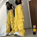 カーゴパンツ ダンス衣装 レディース 無地 ワイドパンツ ストレート HIPHOP ヒップホップ 個性的 服 原宿系 ジュニア カレッジ風 オシャレ かっこいい...