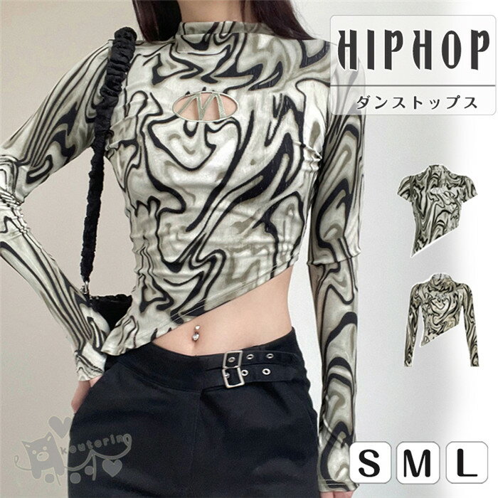乐天商城 - トップス ダンス衣装 へそ出し レディースショート丈 タンクトップ 半袖or長袖Tシャツ ヒップホップ hiphop へそ出し 韓国ファッション かっこいい 個性的 服 原宿系 演出服 送料無料
