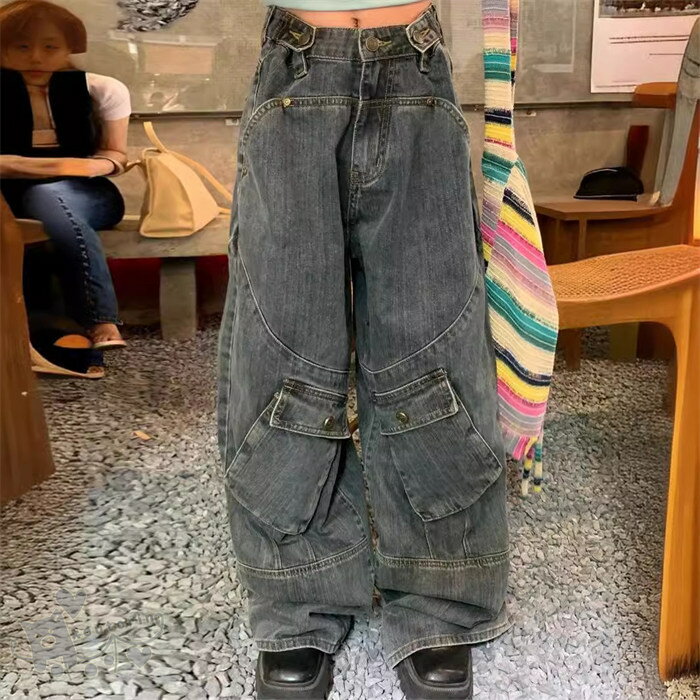Rakuten - デニムパンツ k-pop 衣装 ワイドパンツ ダンス衣装 レディース ストレート HIPHOP ヒップホップ 個性的 服 原宿系 ジュニア カレッジ風 オシャレ 個性的 服 原宿系 演出服 かっこいい 送料無料