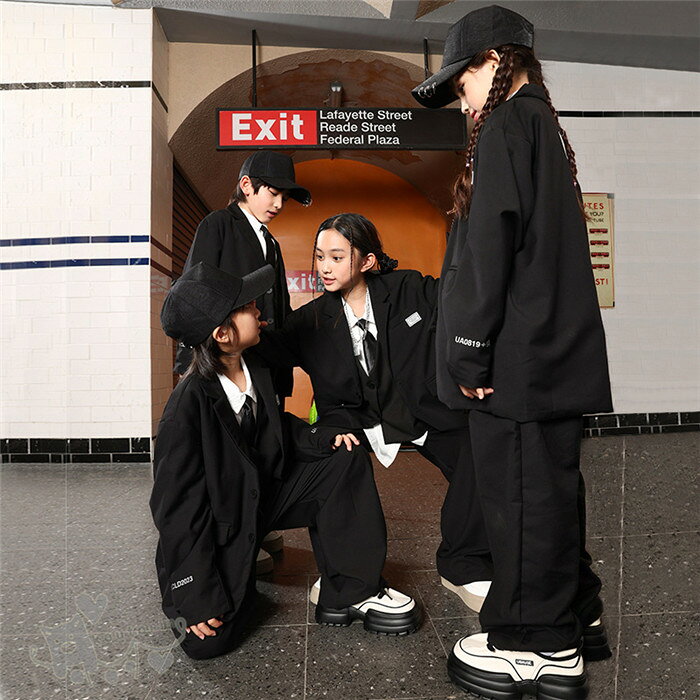 koutorinのダンス衣装 ヒップホップ スーツ 無地ジャケット ベスト パンツ キッズダンス衣装 ガールズ 男の子 ヒップホップ 派手 K-POP 韓国 ステージ衣装 応援団 練習着 体操服 発表会 hiphop 演出服 おしゃれ 110-180cm 送料無料｜アングル2