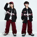 ダンス衣装 ヒップホップ 文字柄 黒 ジャケット 赤 パンツ キッズ ガールズ セットアップ 派手 K-POP 韓国 ステージ衣装 応援団 練習着 体操服 発表...