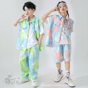キッズダンス衣装 ヒップホップ トップス 半袖 Tシャツ 迷彩 ベストショートorロングパンツ ガールズ 男の子 ヒップホップ 派手 K-POP 韓国 ステージ...