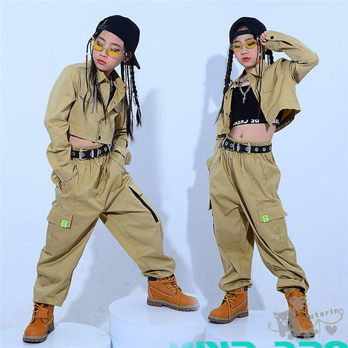 ダンス衣装 ヒップホップ 女の子 男の子 ジャケットパンツ キッズ ガールズ へそ出し セットアップ 派..