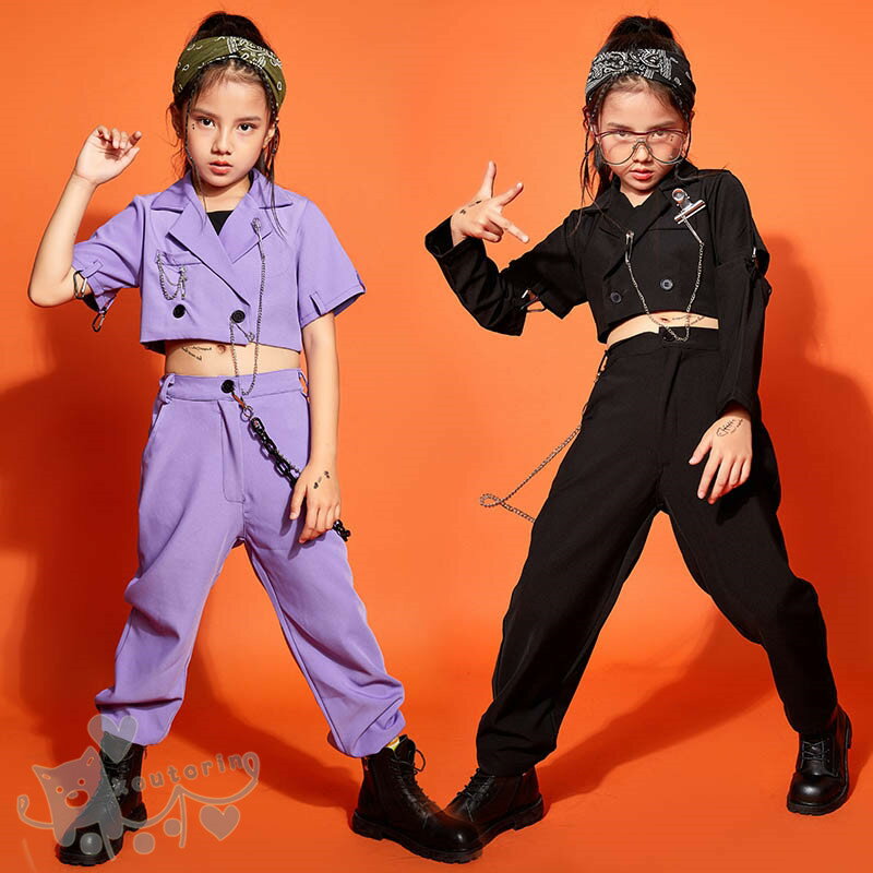 樂天商城 - キッズダンス衣装 ヒップホップ 子供服 キッズ ダンスウェア 取り外し 無地 半袖or長袖 ジャケット パンツ ストリート カジュアル 演出 個性的 女の子 ステージ衣装 練習着 派手 110-180cm 送料無料