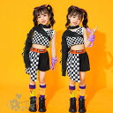 キッズダンス衣装 ヒップホップ HIPHOP 子供服 ワンショルダー へそ出し チェック ワンショルダー へそ出し トップス ショートパンツ JAZZ 女の子 ...