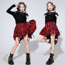 k-pop衣装 キッズダンス衣装 HIPHOP ヒップホップ 子供服 女の子 トップス チェック柄スカートへそ出し ガールズ K-POP ステージ衣装 練習着 ...