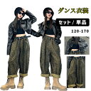 ダンス衣装 ヒップホップ k-pop衣装 ガールズ衣装 ブラック ヒョウ柄 黒ジャケット カーゴパンツ PU ガールズ セットアップ ロングパンツ レザー 韓国...