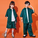 ダンス衣装 ヒップホップ 女の子 白Tシャツ キラキラ 緑シャツ ショートorロングパンツ キッズ ガールズ 女の子 セットアップ 派手 K-POP 韓国 ステージ衣装 応援団 練習着 体操服 発表会 hiphop 演出服 おしゃれ 110-180cm 送料無料