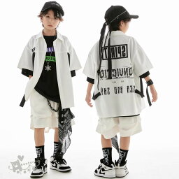 キッズダンス衣装 ヒップホップ 黒Tシャツ 半袖 白シャツ ショートパンツ 単品orセット ガールズ 女の子 ヒップホップ 派手 K-POP 韓国 ステージ衣装 応援団 練習着 体操服 発表会 hiphop 演出服 おしゃれ 120-170cm 送料無料