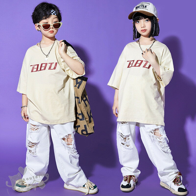 ダンス衣装 ヒップホップ Tシャツ カーゴパンツ 単品orセット キッズ ガールズ 男の子 ヒップホップ 派手 K-POP 韓国 ステージ衣装 応援団 練習着 体操服 発表会 hiphop 演出服 おしゃれ 110-180cm 送料無料