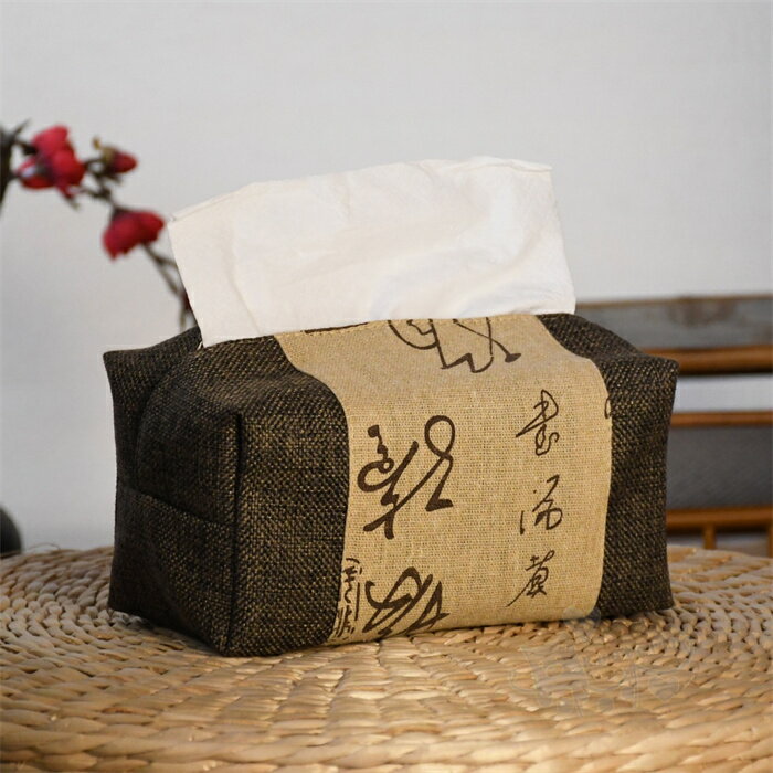 ティッシュケース 和風 硬めの麻布 ティッシュケース トイレットペーパーケース ティッシュカバー ティッシュボックス ホルダー 布製 麻 送料無料 [2]