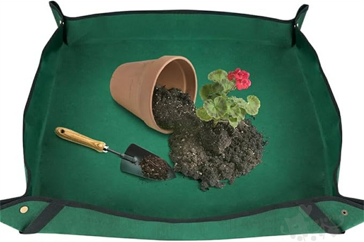 Rakuten - 園芸シート 極厚植え替えシート75*75cm 強化版ハンドル付き移植パッド 土漏れ防止ガーデニングトレーシート 折り畳みできサニーシート プランティングシート 園芸用品 ガーデニング用 防水 汚れ防止 グリーン