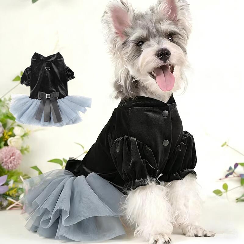Rakuten - 犬服 ペット服 ペット ペット用 ブラックドッグウェア 制服 新郎 洋服 ドレス ワンピース 小型犬 中型犬 結婚式 ウェディング お祝い 記念パーティー テディ ビション シュナウザー プードル フレブル 結婚式 記念写真 XS~XL