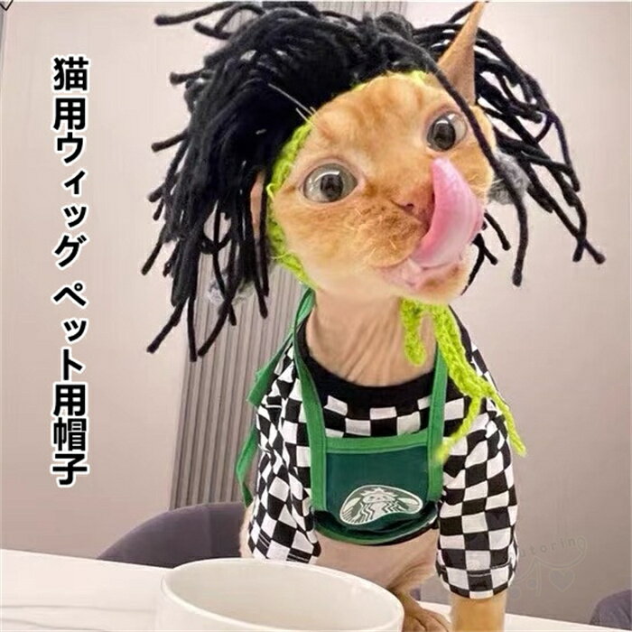 猫被り物 猫用帽子 猫用ウィッグ ペット用帽子 可愛い ニット帽 コスプレキャップ 変身 仮装 着脱簡単 ハロウィン クリスマス 記念撮影 送料無料