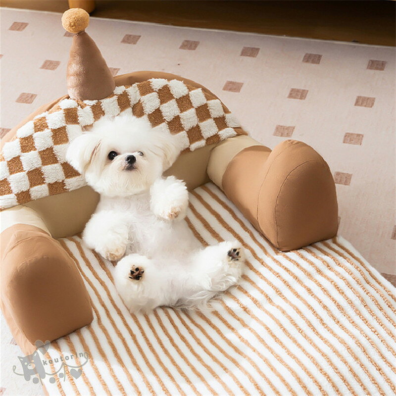 koutorinのペットベッド ペットマット ソファー 猫用 犬用 クッション　チェック ストライプ可愛い 寝床 洗える 取り外し可 柔らかい ふんわり 暖かい ぐっすり眠れる 休憩所 滑り止め ペット用品 送料無料｜アングル2