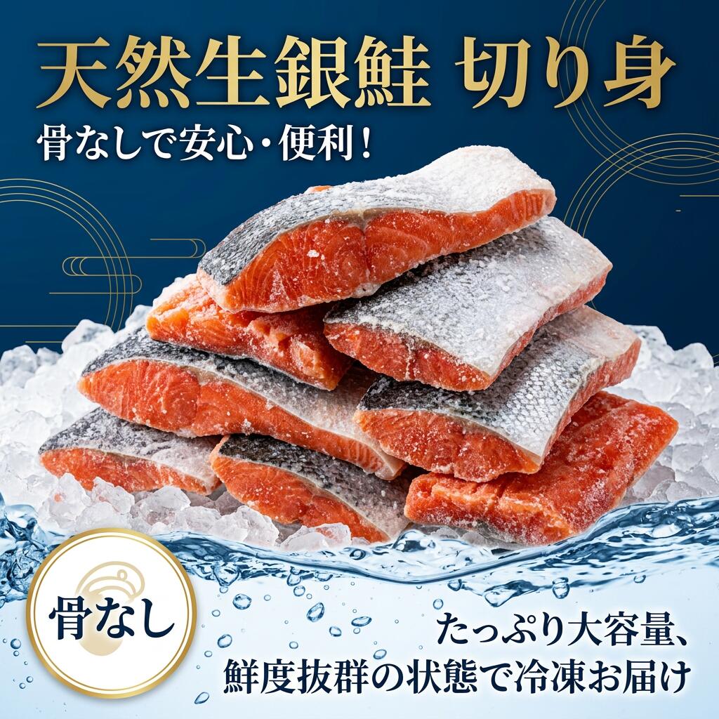 新発売 人気 冷凍 無塩 骨取り 北海道産 天然 銀鮭 切身 骨なしお弁当 朝食用 ムニ...