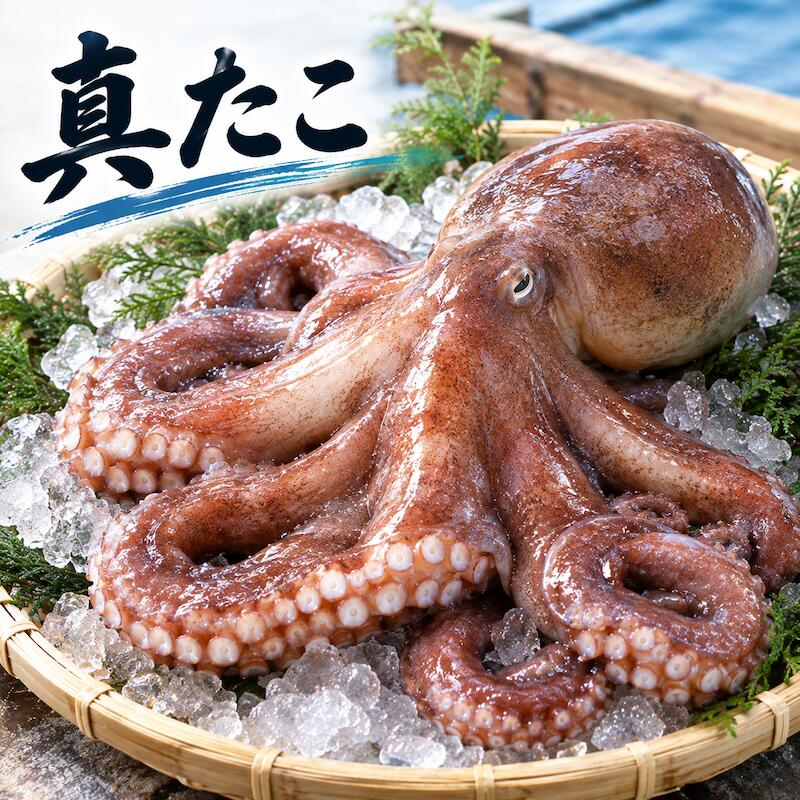 名称 活真ダコ 天然 内容量 1尾　約2~2.3kg 産地名 青森県 保存方法 冷蔵 商品詳細 噛めば噛む程味が出る奥深い真ダコ！ たこ焼き・カルパッチョ・煮付け・たこしゃぶ・タコ飯など、様々な料理に大活躍の真ダコを活きたままお届け致します！ 新鮮なので、薄くスライスして刺身で食べると絶品です！ 吸盤部分は竜田揚げなどにしてお召し上がり頂くと大変美味しく頂けます。 タコ足に塩を振って、表面を炙る真ダコのタタキなどもオススメです。 ワサビでお召し上がり頂くとハマる美味しさです。 高タンパク低脂肪なのでダイエットによいとされております。 リン、ナトリウム、カリウムなどのミネラルが豊富なのが特徴です。 リンはカリウムと結びついて骨や歯を作ると言われ、カリウムはナトリウムの排泄を促進し、過剰な塩分を排泄する働きで体のバランスを整えます。 また、タウリンも豊富なので夏場の栄養補給に最適の食材です！ 配送方法 ヤマト運輸のクール便※こちらの商品は冷蔵便での発送となります。 冷凍商品と同梱出来ませんので、ご了承お願い致します。 賞味期限 冷蔵保存で2日以内にお召し上がりください。 備　考 ※写真はイメージです。計量致しますので、実際の商品の見た目とは多少異なる場合が御座います。 ※日時指定の場合、天候（時化などによる入荷の遅れ）・配送上の都合により指定された通りにお届けできない場合がありますので、基本は日付指定はお受けできません。ご理解下さい。 上記をご了承頂ける方のみ日付指定をお受け致します。その場合、指定は10日以内でお願い致します。 ※日付指定優先の場合、入荷状況により予告なくメーカーが変更になる場合が御座います。 その場合発送時、メールでご連絡させて頂きます。