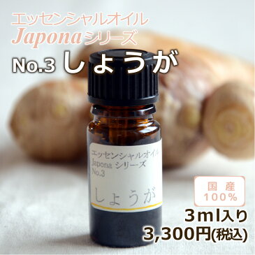【国産・自社製造】エッセンシャルオイル Japonaシリーズ No.3 しょうが ヒビキスパイス 【アロマオイル 和精油 生姜 ショウガ ジンジャー 冷え性 水蒸気蒸留 天然 100% 芳香 アロマスプレー ディフューザー 爽やか 足湯 ギフト】
