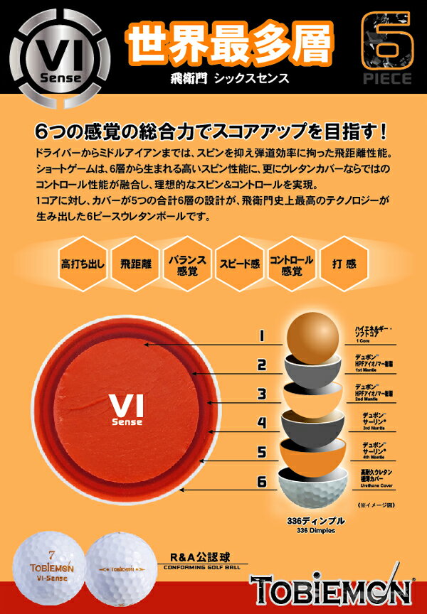 [マラソン全品 2倍]ゴルフボール 3球 飛衛門 とびえもん 6ピース 白 FGD−6S　tobiemon