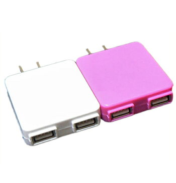 ピンクのみ 1A高出力 USBポート2個【TMY USB AC アダプタ】USB AC変換アダプター【iPhone iPad スマホ 対応】充電器 USB充電器 iPod GALAXY ギャラクシー スマートフォン Xperia エクスペリア DoCoMo foma au