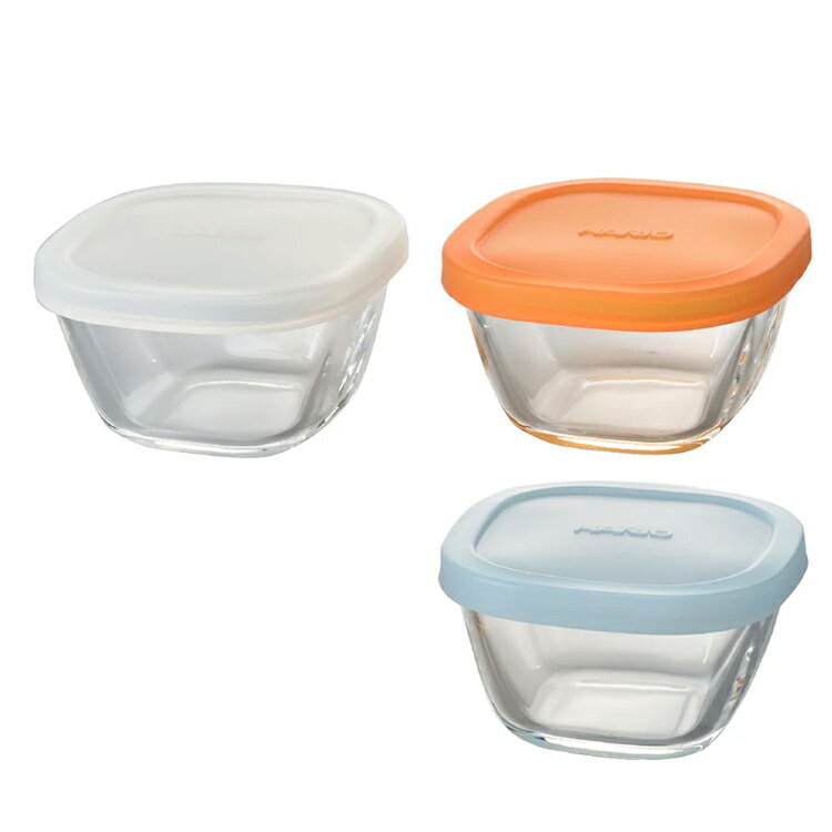 HARIO ハリオ 耐熱ミニ角小鉢シリコーンフタ3個セット カラフル 耐熱 ガラス製 保存容器 MKK-SI-2024のサムネイル