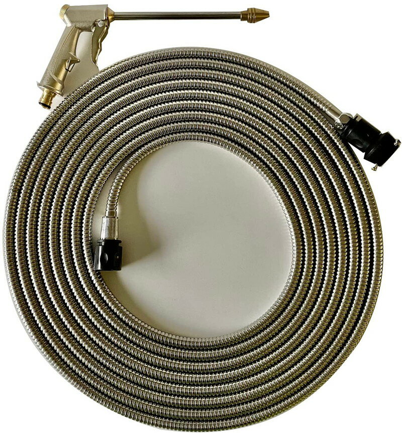 富士商 散水ホース 10m ステンレス コイルホース ステンレスホース F20526 1本入 ウォーターガン 洗車 ガーデニング 庭掃除 軽量 丈夫 散水 蛇口 庭 園芸用品 ホース 金属 折れにくい サビに強い 錆 引っ掛かり ジェット【送料無料(北海道、沖縄、離島は適用外)】