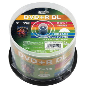 50枚●HI DISC 片面2層 DVD+R DL 8.5GB●8倍 WIDEプリンタブル●HDD+R85HP50【DVD+R DL 50枚】