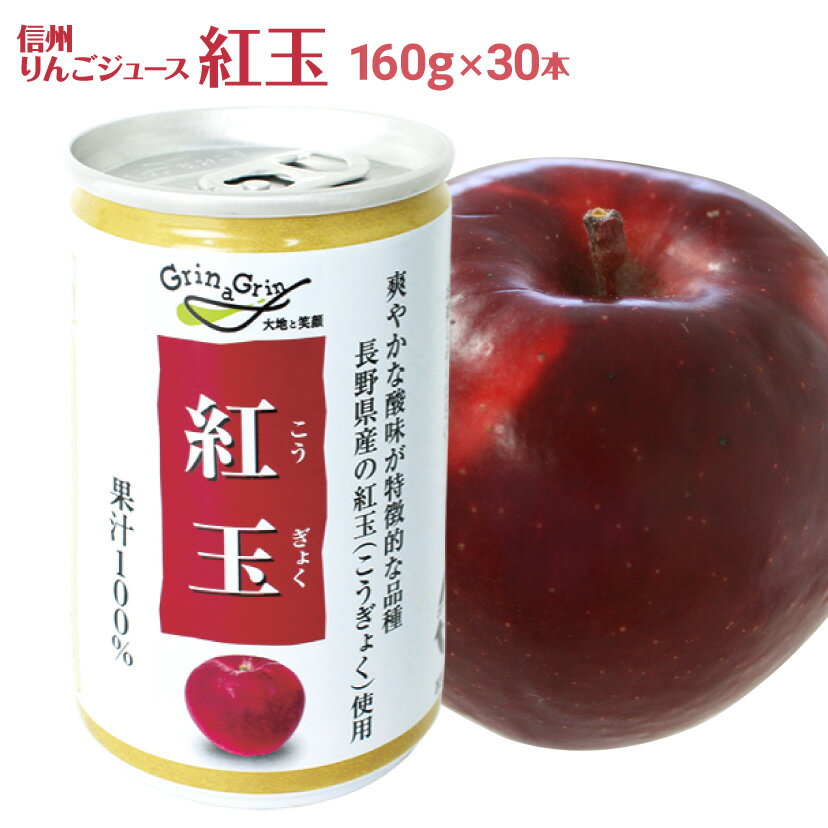 りんごジュース ストレート 100% 長野興農 信州りんごジュース紅玉160g × 30缶