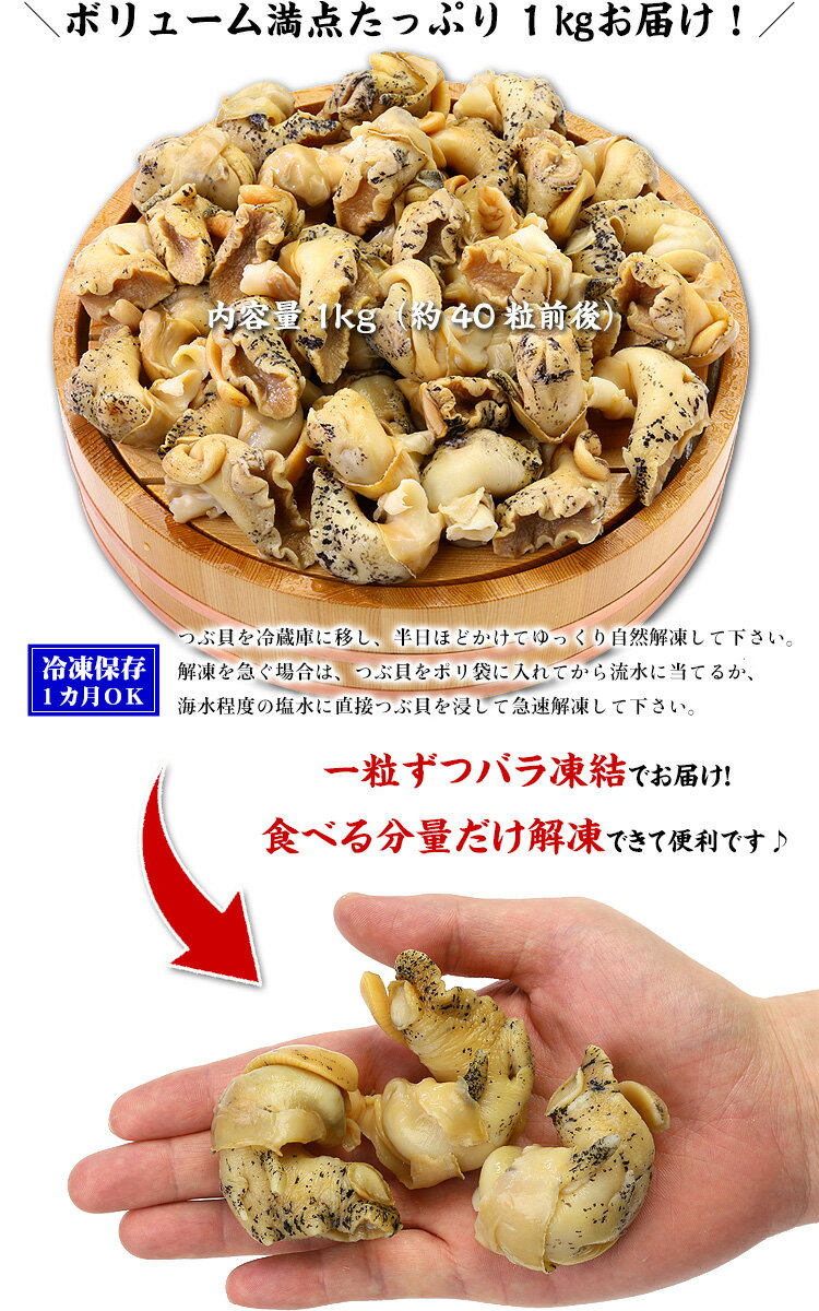 柔らかボイルつぶ貝たっぷり1kg（約40粒前後）【つぶがい】【ツブガイ】【つぶ貝】【ツブ貝】【粒貝】