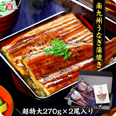 父の日カード無料!希少な超特大&肉厚サイズを厳選!南九州のブランドうなぎ蒲焼き約270g前後×2尾入り タレ&山椒付き 専用ギフトBOXでお届け! 冷凍食品